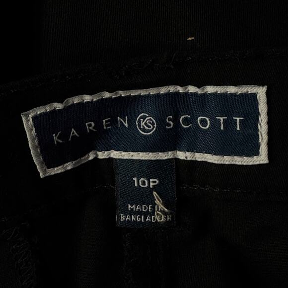 Karen Scott Petite SZ 10P Capris Pants Stretch Slimming Mid-Rise Zip-Fly Black - Picture 7 of 11